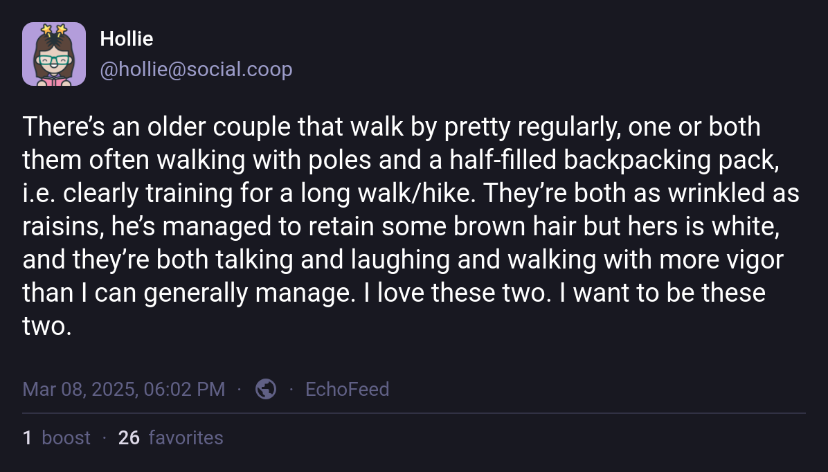 An older couple goes out for a walk...
