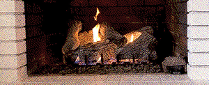 A 3-bit (8-color) photo of my fireplace, taken using the Bitcam app.