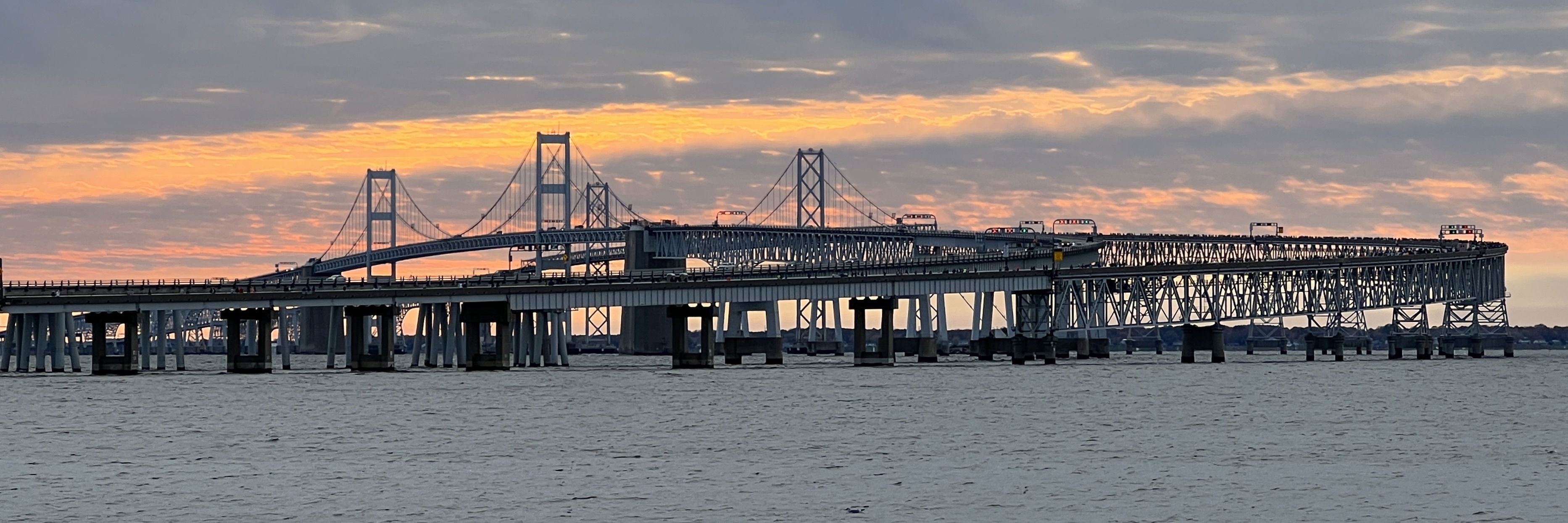 The Chesapeake Bay Bridge just after sunrise