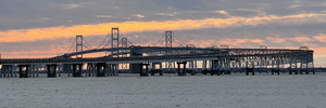 The Chesapeake Bay Bridge just after sunrise