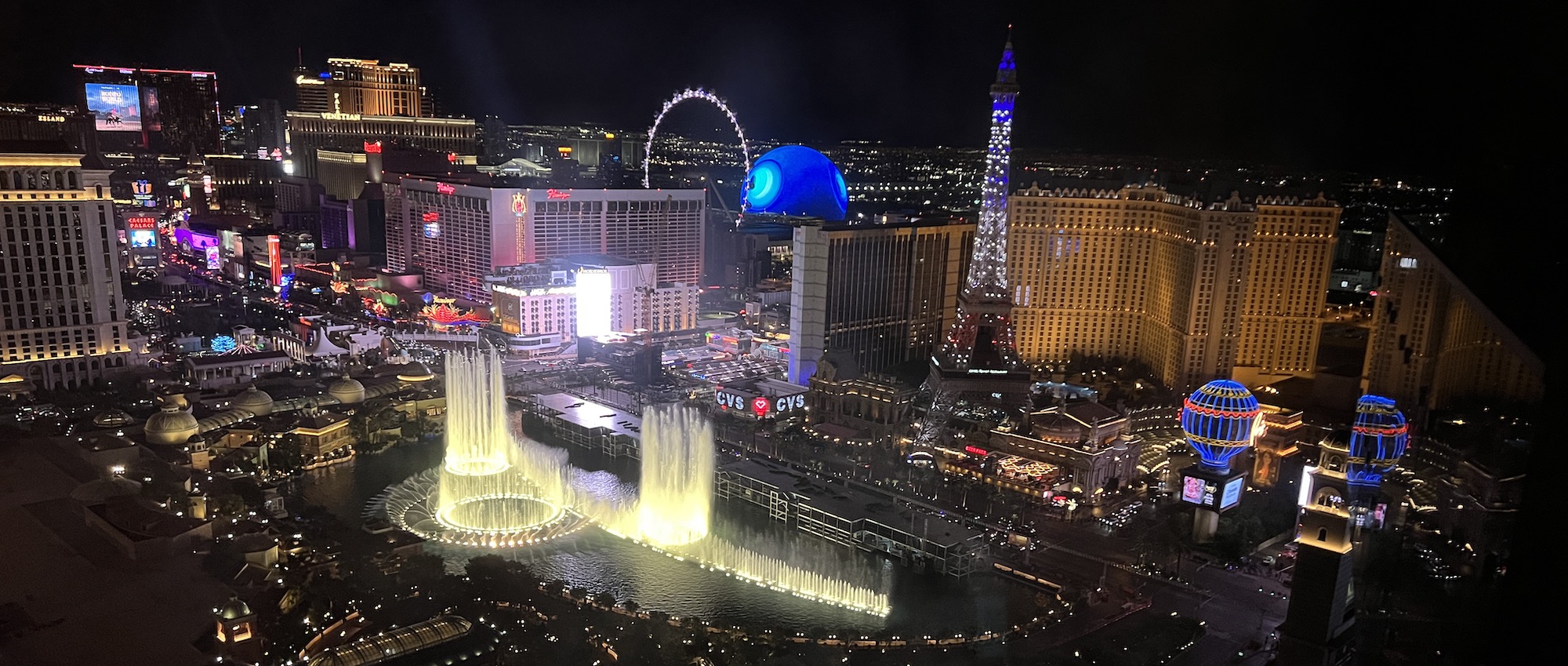 This was the view from our hotel room at The Cosmopolitan just after we arrived on Monday evening.